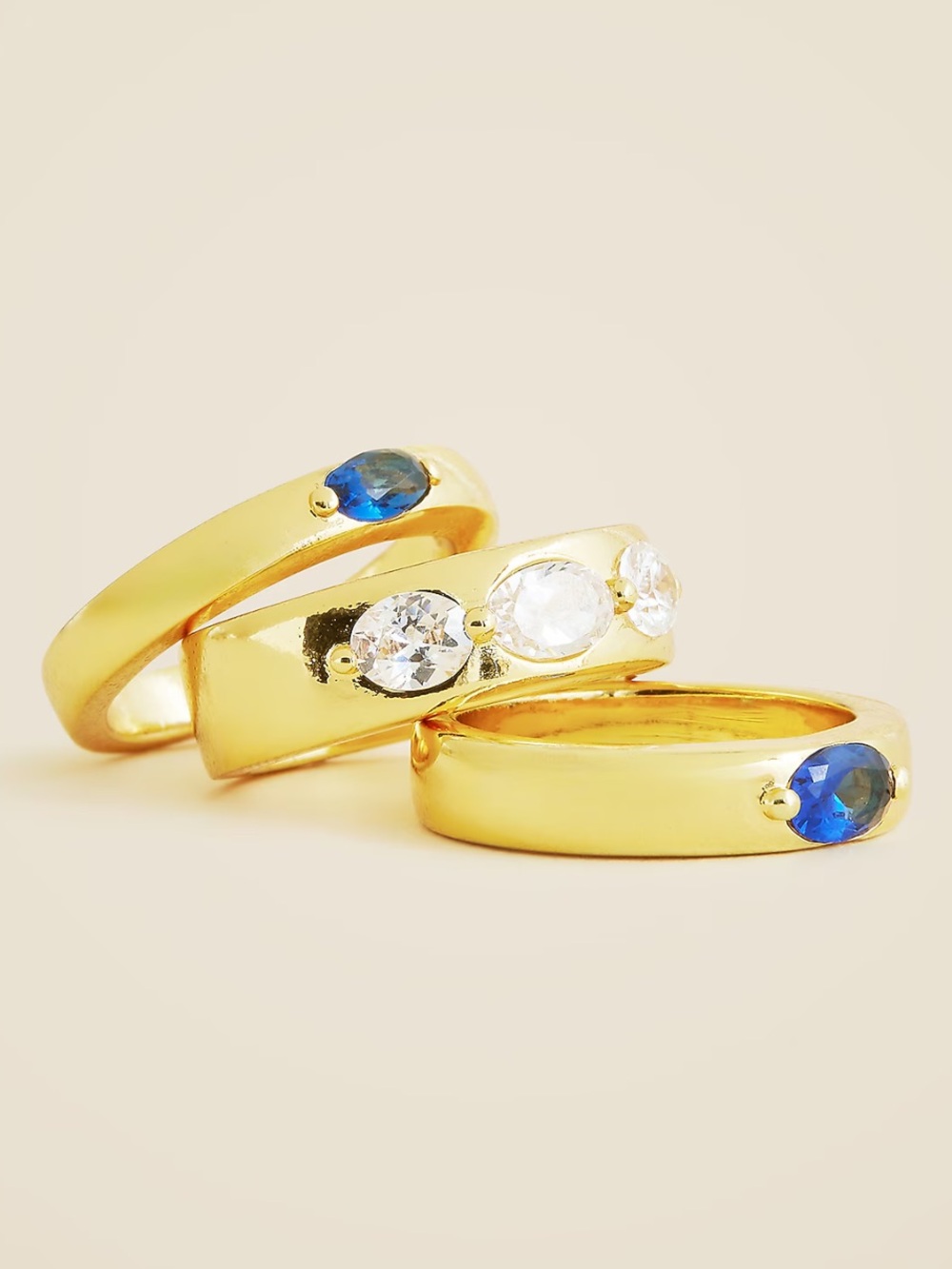 J crew size 6 Crystal rings set-of-three